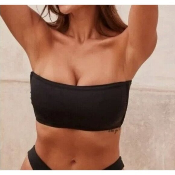 Andie Swim The Bora Bora Black Top Eco Nylon Removable Straps Strapless Small - Picture 1 of 10